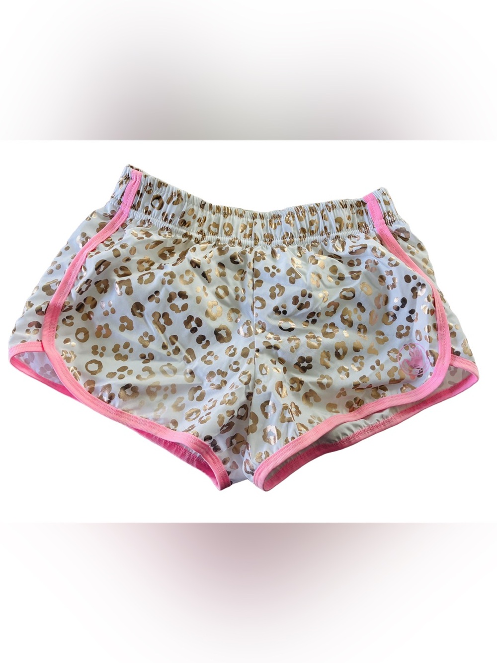 Body glove White Leopard Print girls  Shorts with Pink Trim. Size M (8)